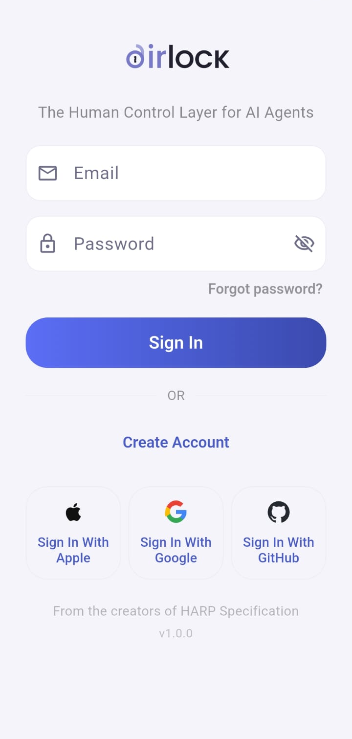 Airlock Mobile Approver — Login